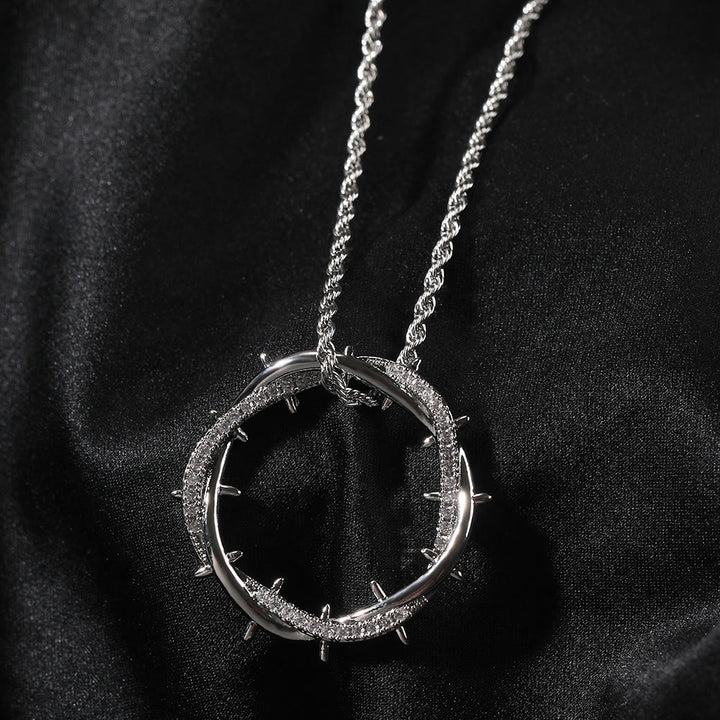 Christianartworkshop Crown of Thorns Zircon Necklace: A Symbol of Christ’s Redemptive Sacrifice - Silver - image 3