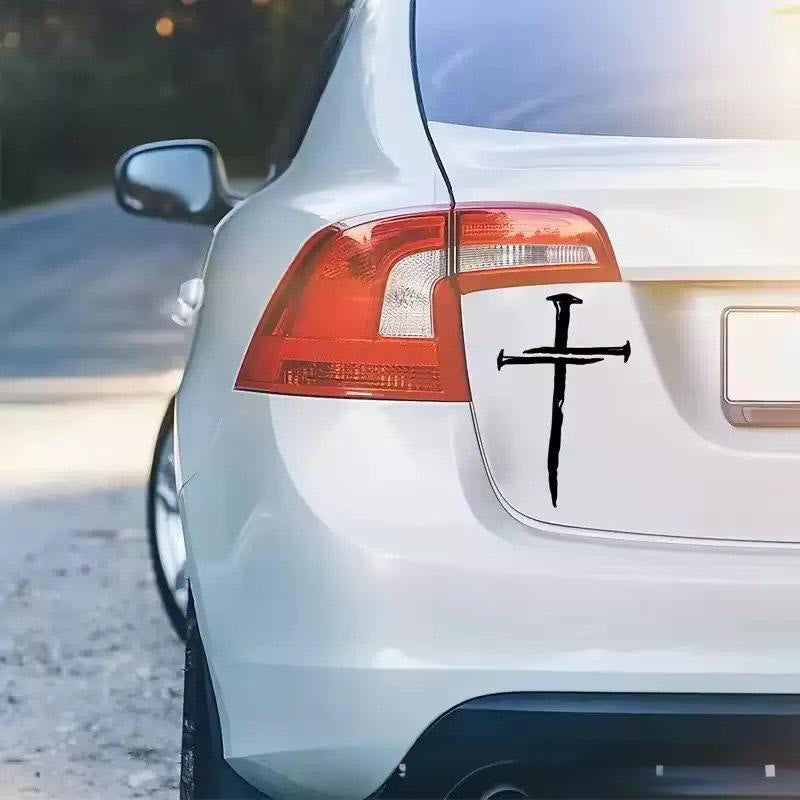 Christianartworkshop Distressed Cross Vinyl Sticker: Weather-Resistant for Car Window Display - Black - image 5