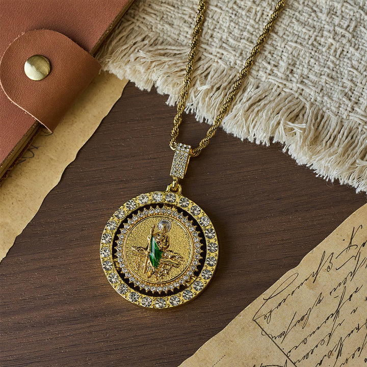 Christianartworkshop Rotating St. Jude Crystal Halo Necklace: A Symbol of Sacred Grace and Protection - image 4