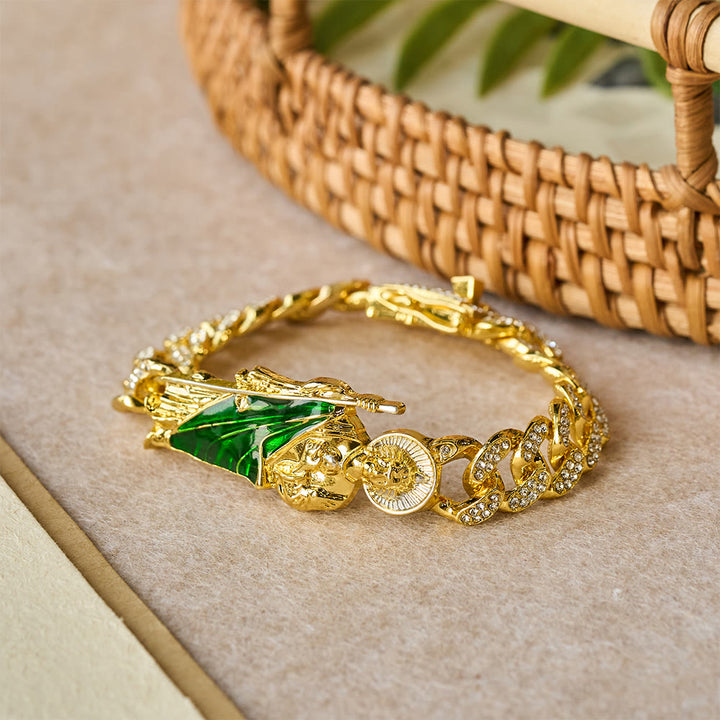 Christianartworkshop St. Jude with Green Robe Zircon Curb Bracelet: A Symbol of Sacred Grace and Protection - Bracelet - image 0