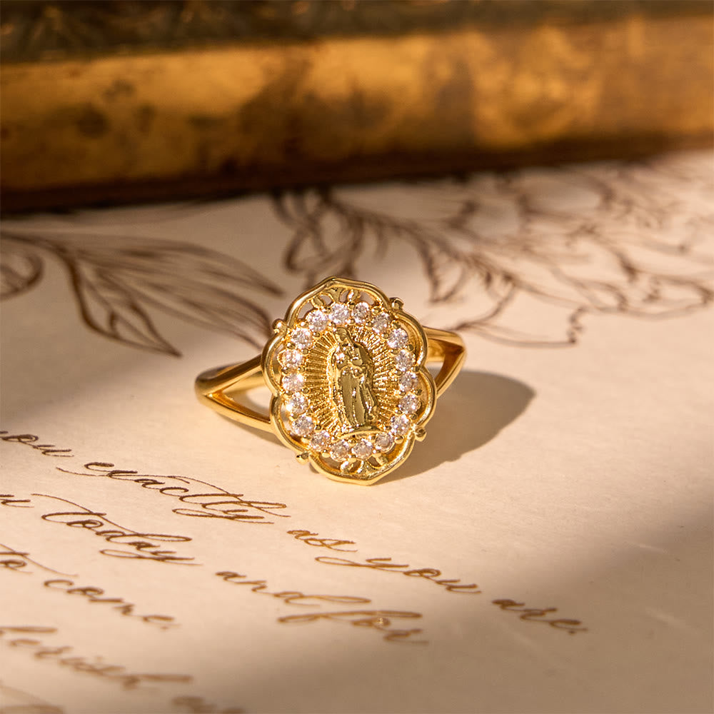 Christianartworkshop Ornate Golden Filigree Our Lady Ring: Merging Elegance with Spiritual Grace - image 3