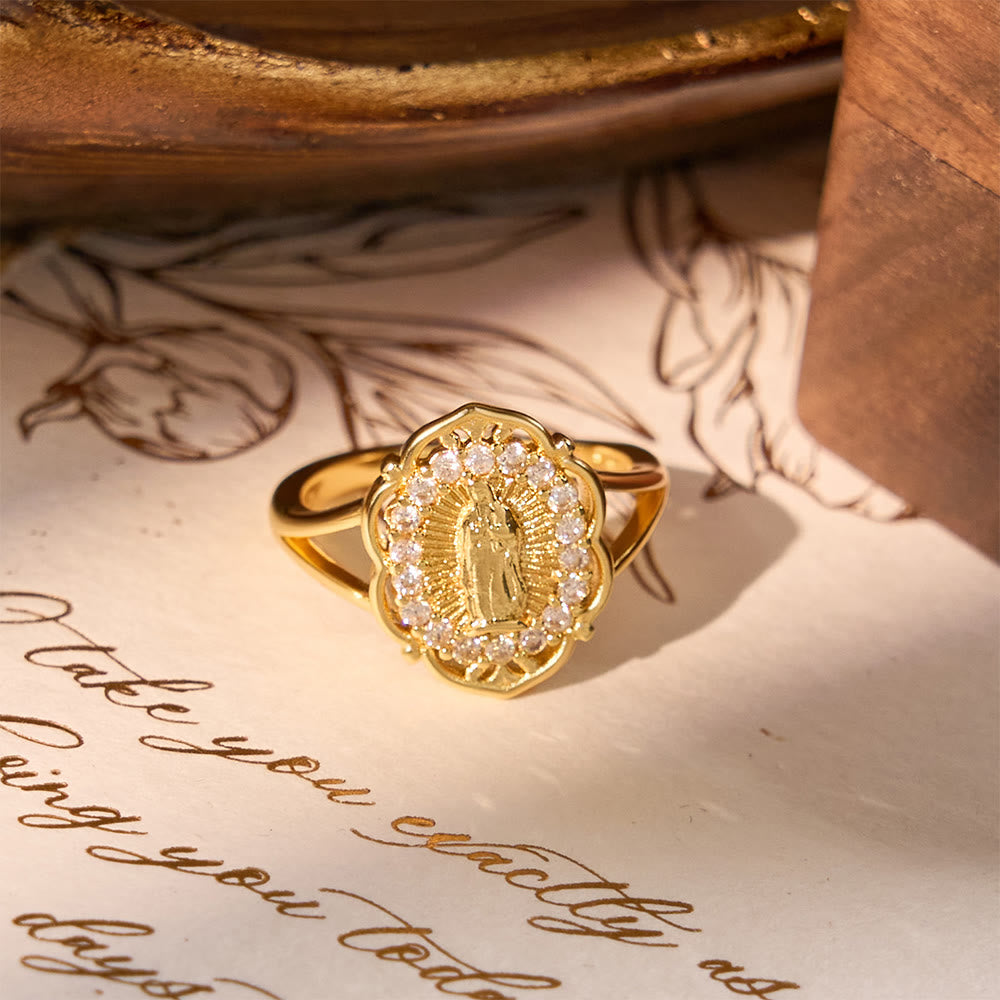 Christianartworkshop Ornate Golden Filigree Our Lady Ring: Merging Elegance with Spiritual Grace - image 5