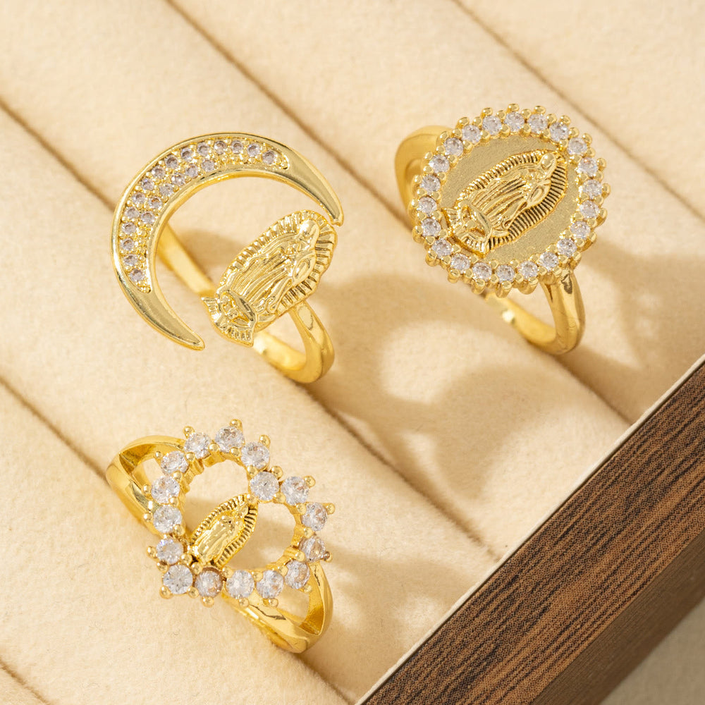 Christianartworkshop Heart/Moon/Oval Style Our Lady Ring: Sacred Devotion & Radiant Grace - image 1