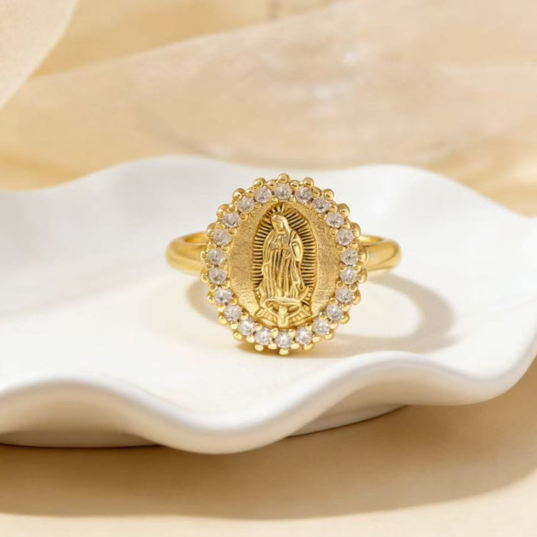 Christianartworkshop Heart/Moon/Oval Style Our Lady Ring: Sacred Devotion & Radiant Grace - Oval - image 6