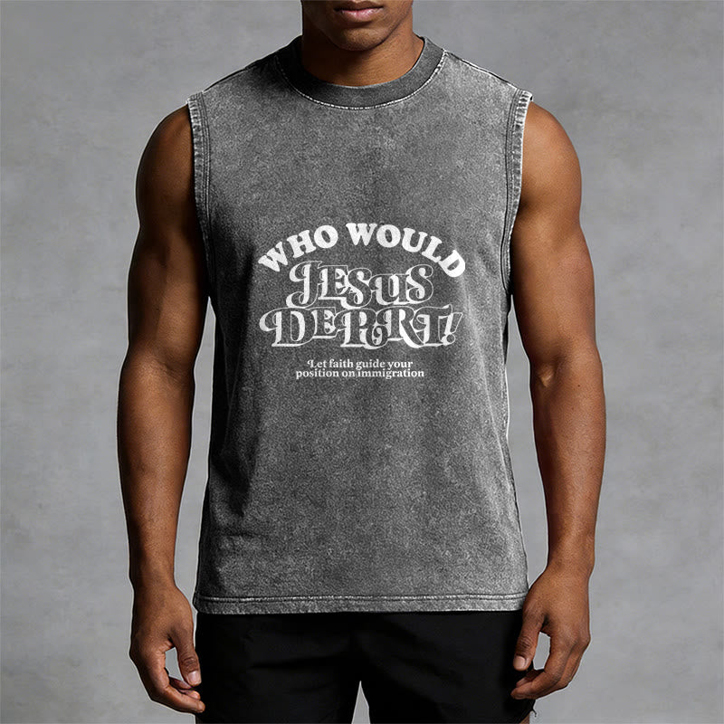 Christianartworkshop Inspirational Let Faith Guide You Unisex Washed Tank Top - image 7