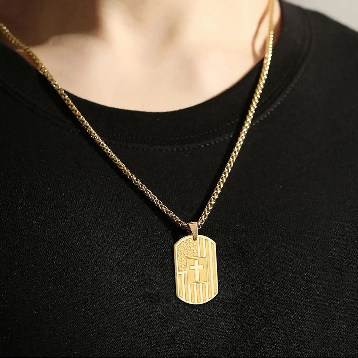 Christianartworkshop American Flag & Cross Double-Sided Scripture Necklace: A Symbol of Sacred Strength and Courage - image 5