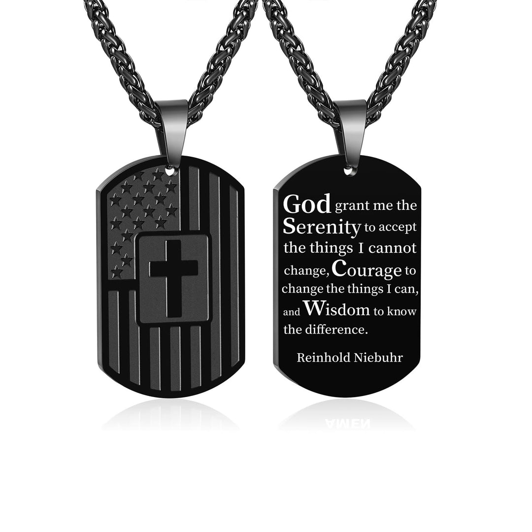 Christianartworkshop American Flag & Cross Double-Sided Scripture Necklace: A Symbol of Sacred Strength and Courage - Black Reinhold - image 21