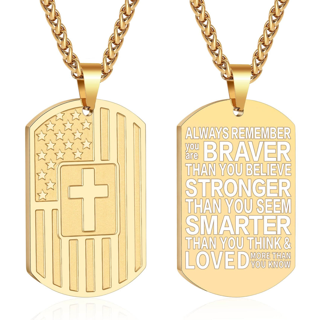 Christianartworkshop American Flag & Cross Double-Sided Scripture Necklace: A Symbol of Sacred Strength and Courage - Golden Braver - image 13
