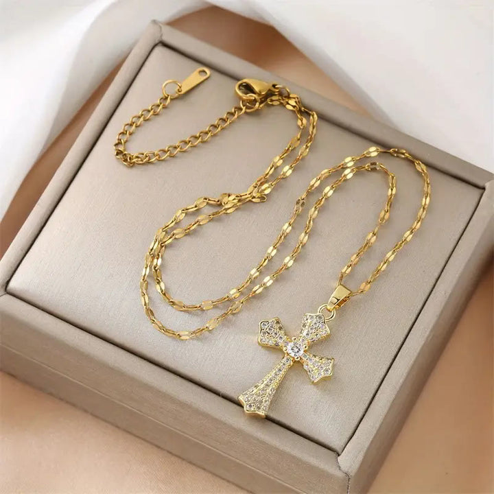 Christianartworkshop Radiant Zircon Cross Necklace: Forging Hope and Grace in Every Wear - image 2