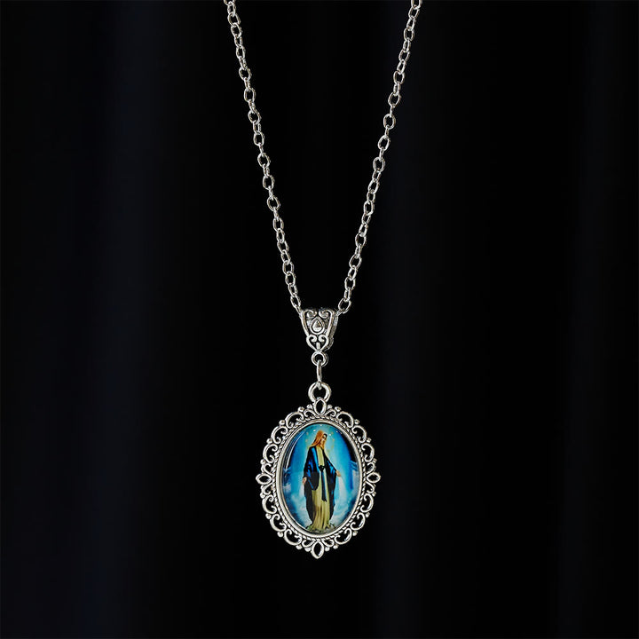 Christianartworkshop Filigree Frame Our Lady Portrait Necklace: A Symbol of Sacred Grace and Divine Light - image 7