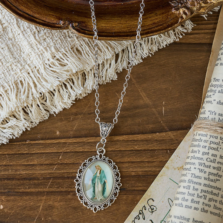 Christianartworkshop Filigree Frame Our Lady Portrait Necklace: A Symbol of Sacred Grace and Divine Light - image 2