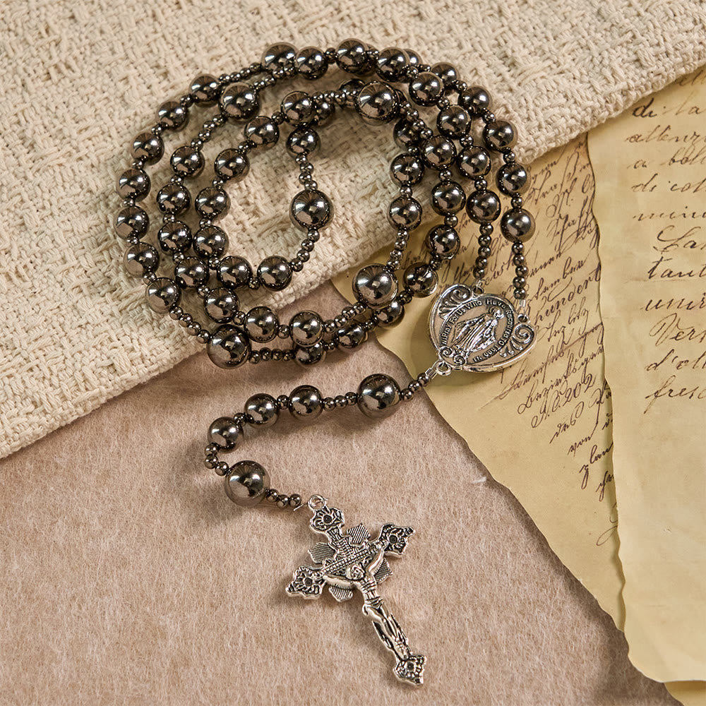 Christianartworkshop Antique Silver Tone Battle Bead Rosary: A Symbol of Grace in Every Prayer - image 2