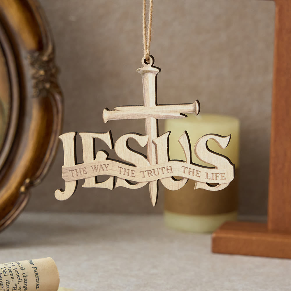Christianartworkshop Jesus Nail Cross Wood Hanging Ornament: A Symbol of Divine Truth and Guidance - image 1