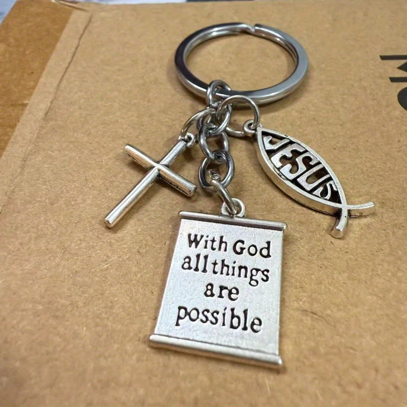 Christianartworkshop Scripture Cross Ichthys Keychain: A Symbol of Divine Possibility and Hope - image 3