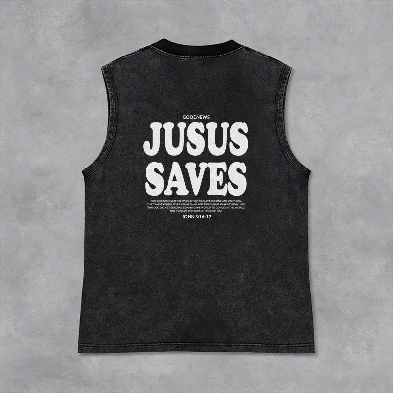 Christianartworkshop Jesus Saves John 3:16 Unisex Washed Tank Top - image 12