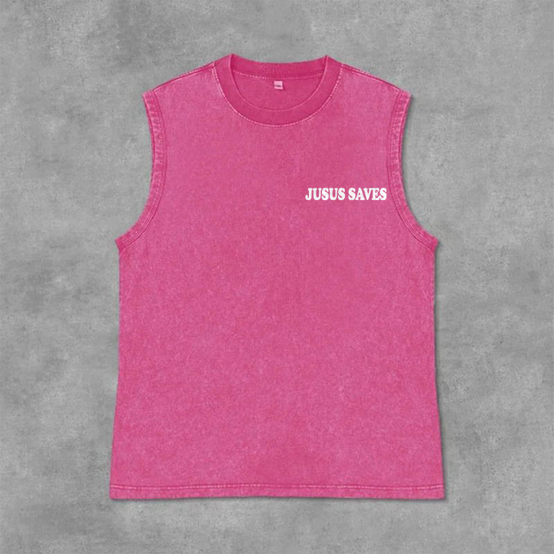 Christianartworkshop Jesus Saves John 3:16 Unisex Washed Tank Top - image 6