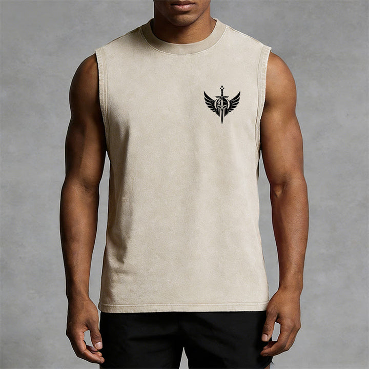 Christianartworkshop Warrior Angel With Sword Unisex Washed Tank Top - image 16
