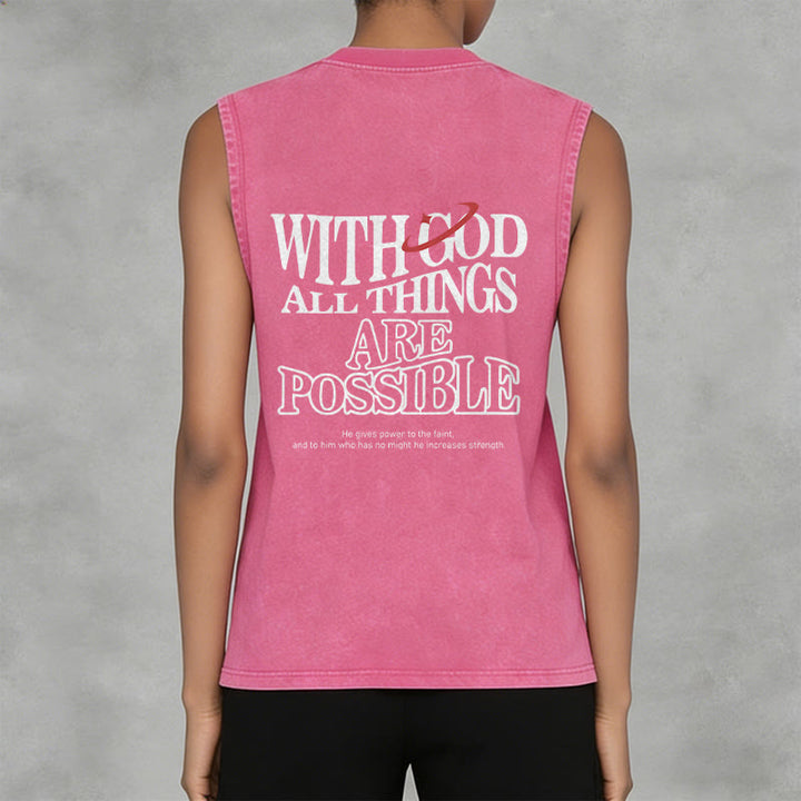 Christianartworkshop With God All Things Are Possible Washed Tank Top - image 11