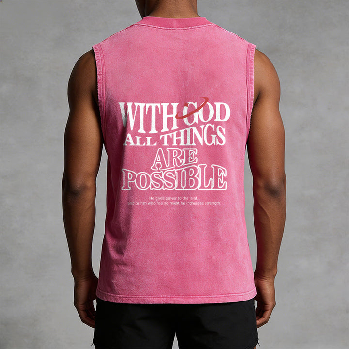 Christianartworkshop With God All Things Are Possible Washed Tank Top - image 10