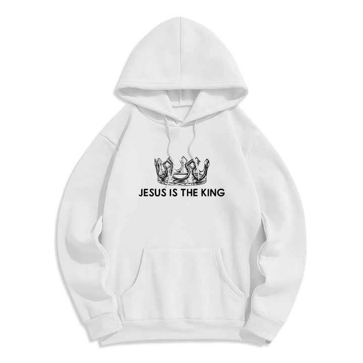 Christianartworkshop Quotation Style Jesus Is The King Fleece Lined Polyester Hoodie - image 9