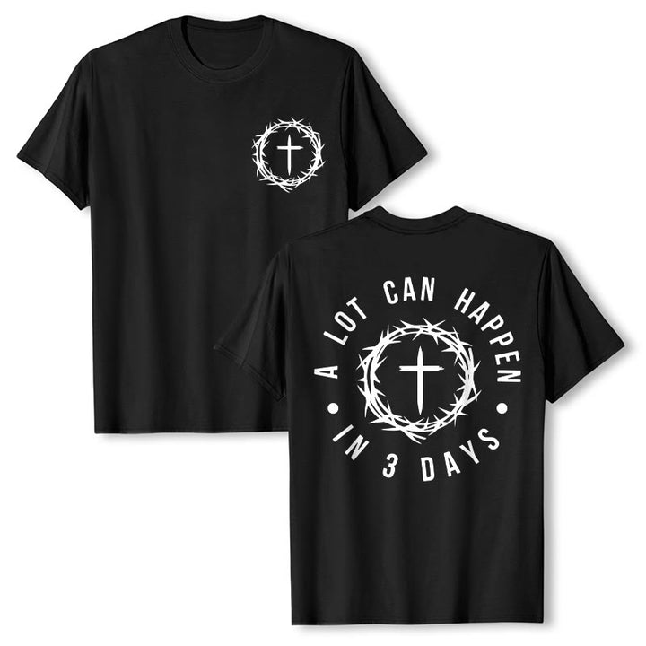 Christianartworkshop A Lot Can Happen In 3 Days Thorn Crown Cross Unisex T-shirt - Black - 2XL - image 5