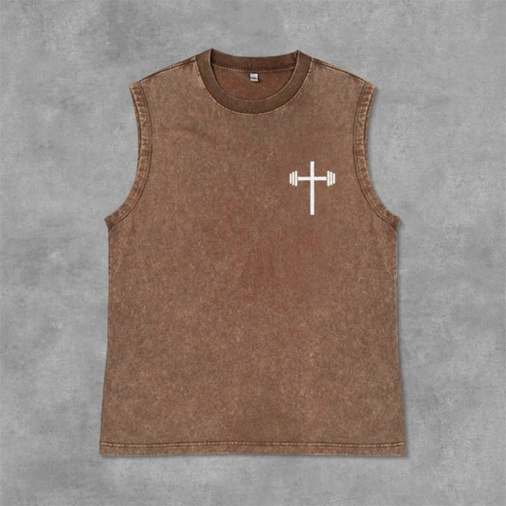Christianartworkshop Jesus Is King Angel Wings Washed Tank Top - image 34