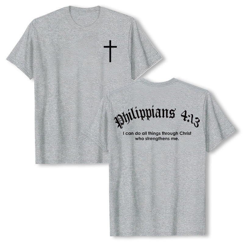 Christianartworkshop Philippians 4:13 "I Can Do All Things" Strength T-Shirt - Grey - 2XL - image 11