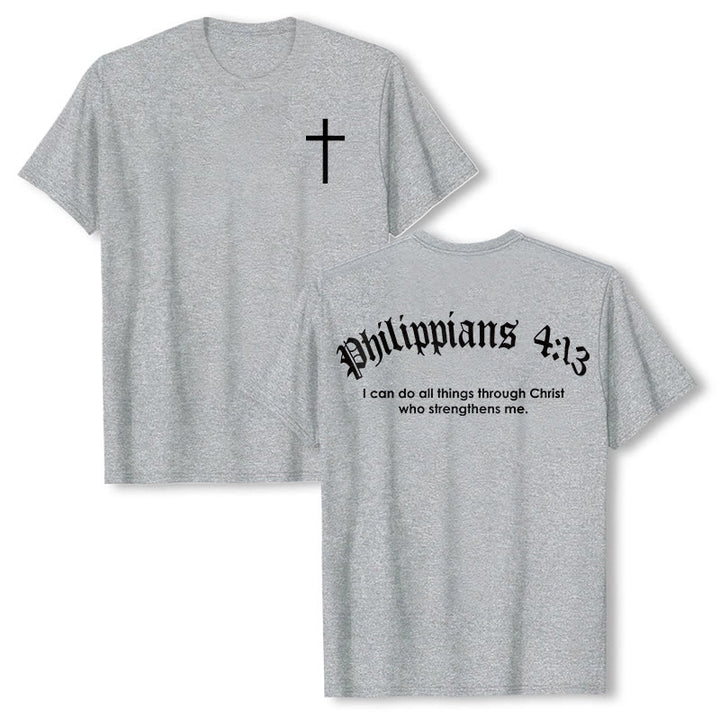 Christianartworkshop Philippians 4:13 "I Can Do All Things" Strength T-Shirt - Grey - 2XL - image 11