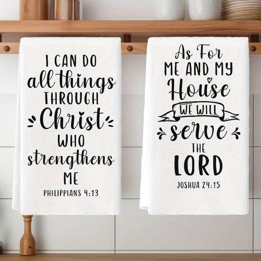 Christianartworkshop Scripture-Printed Kitchen Towel with Philippians 4:13 & Joshua 24:15  - image 3