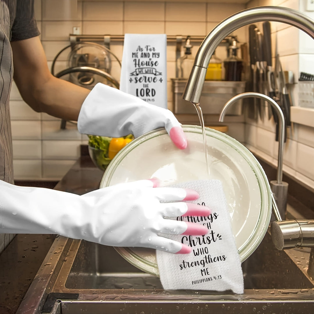 Christianartworkshop Scripture-Printed Kitchen Towel with Philippians 4:13 & Joshua 24:15  - image 2