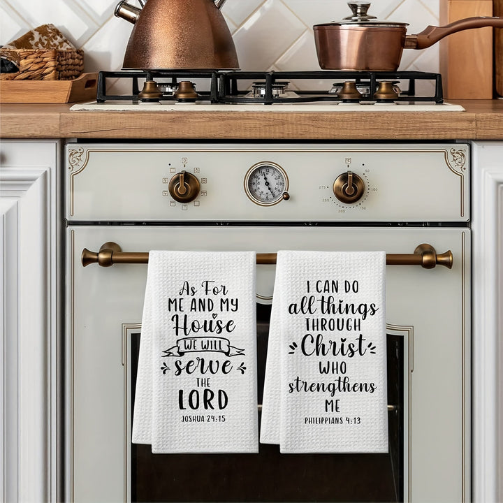 Christianartworkshop Scripture-Printed Kitchen Towel with Philippians 4:13 & Joshua 24:15  - image 0