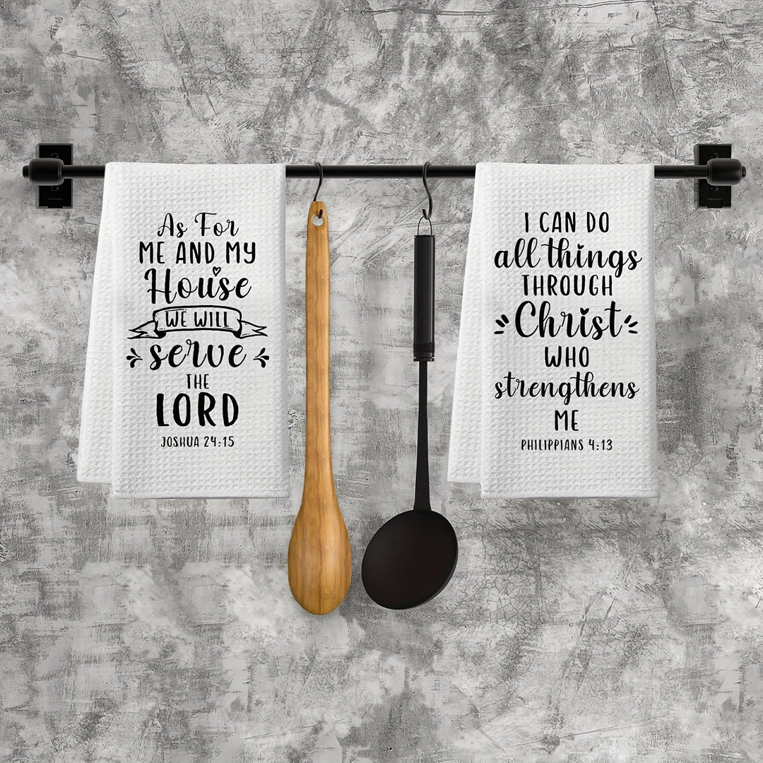 Christianartworkshop Scripture-Printed Kitchen Towel with Philippians 4:13 & Joshua 24:15  - image 4