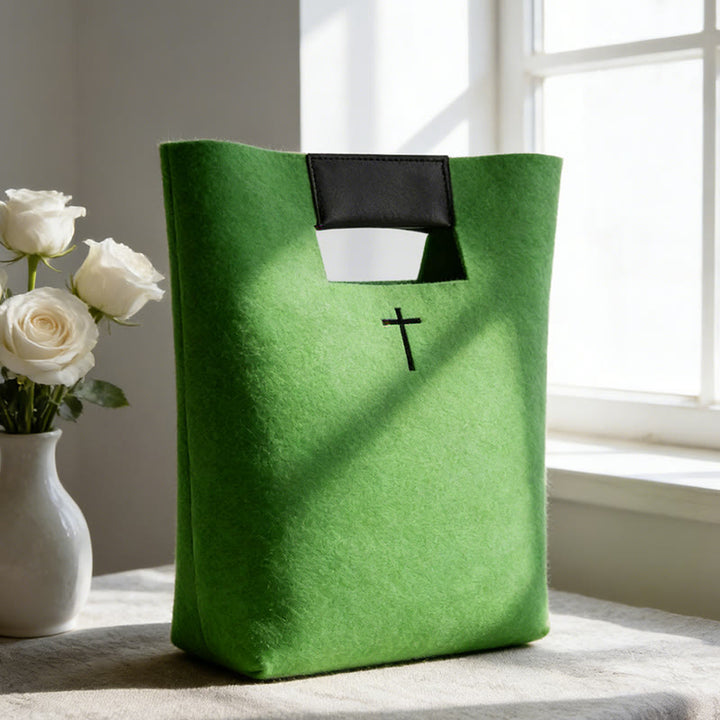 Christianartworkshop Multi-Hued Felt Bible Bag with Cross Emblem: A Token of Heavenly Grace for Daily Worship - image 3