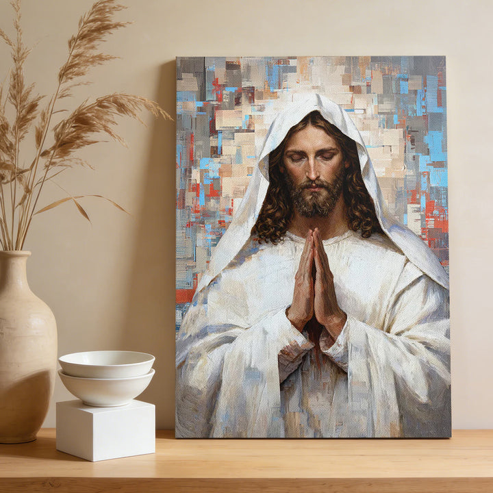 Christianartworkshop Divine Prayer Jesus Canvas Wall Art: Serene Christ in Prayer Portrait - image 2