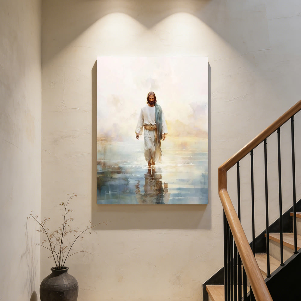Christianartworkshop Serene Christ on Water Wall Art Print: A Token of Heavenly Courage & Trust - image 1