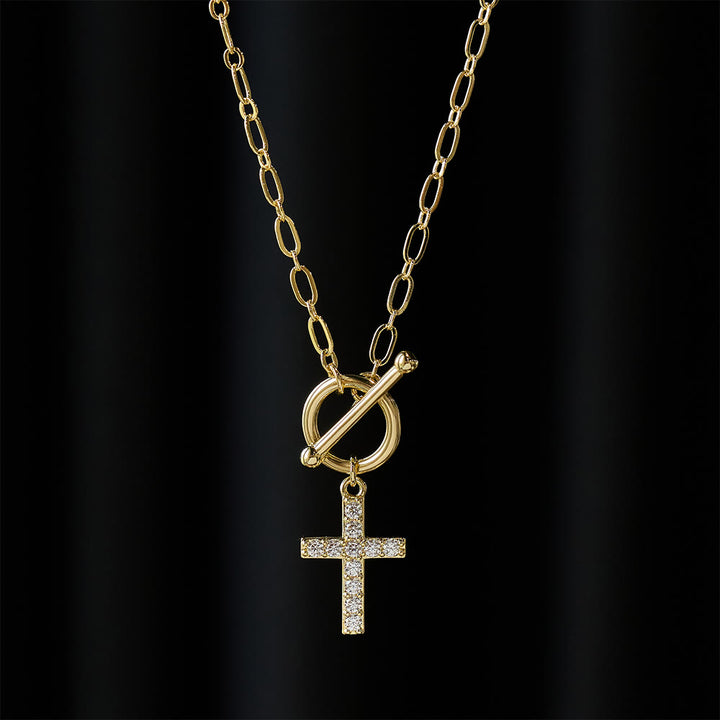 Christianartworkshop Pavé Zircon Toggle Cross Necklace: A Symbol of Sacred Faith & Effortless Grace - image 1