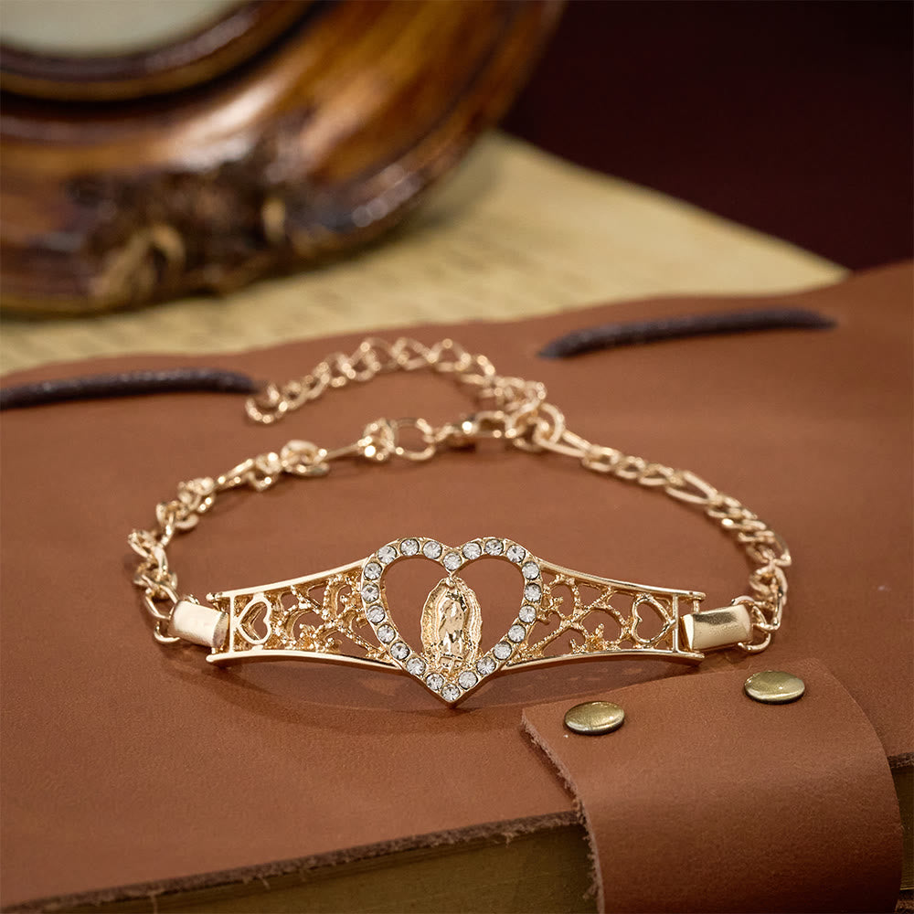 Christianartworkshop Gold Filigree Our Lady Bracelet with Zircon Halo: A Symbol of Marian Devotion & Divine Grace - Our Lady - image 0