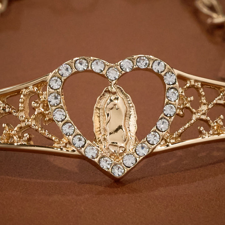 Christianartworkshop Gold Filigree Our Lady Bracelet with Zircon Halo: A Symbol of Marian Devotion & Divine Grace - image 7