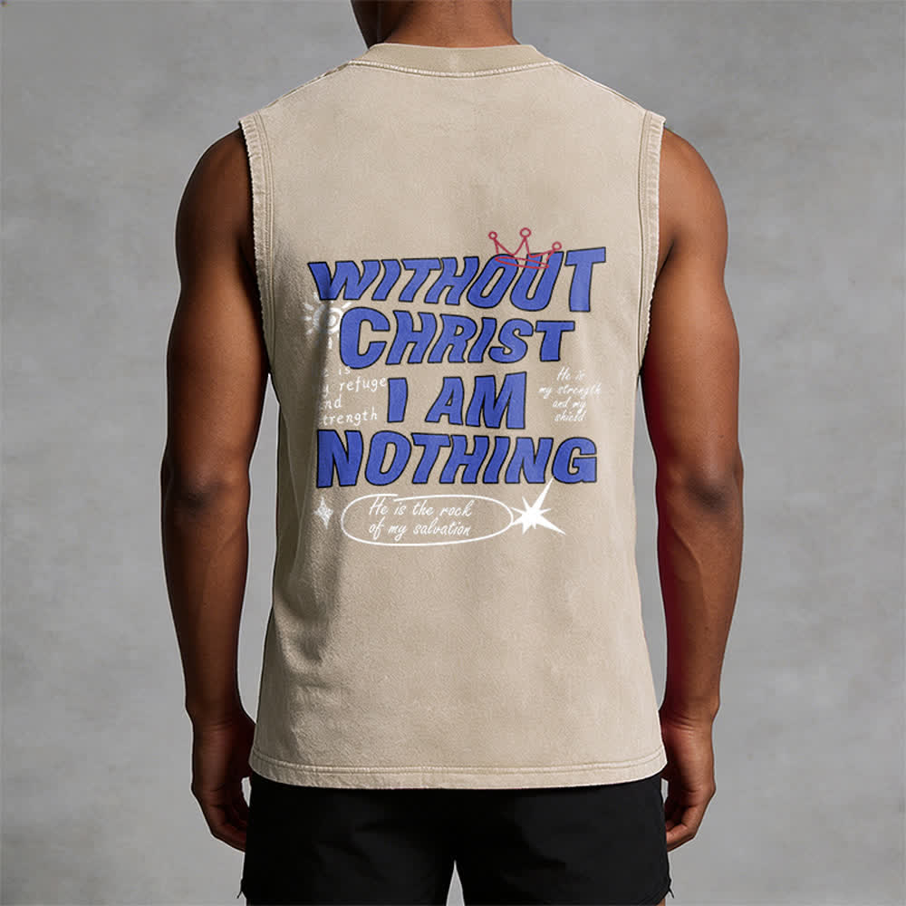Christianartworkshop Without Christ I Am Nothing Unisex Washed Tank Top - image 1