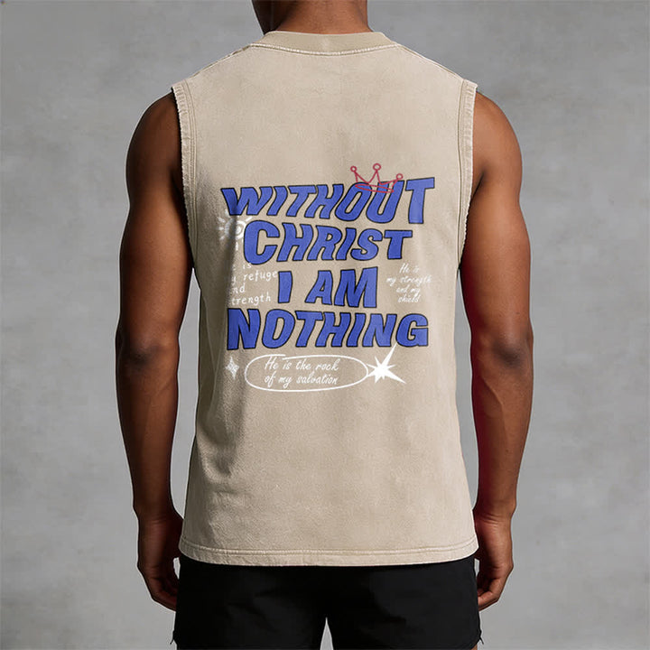 Christianartworkshop Without Christ I Am Nothing Unisex Washed Tank Top - image 1
