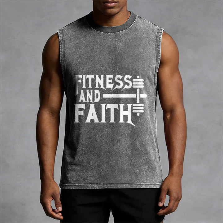 Christianartworkshop Fitness And Faith Unisex Washed Tank Top - image 4