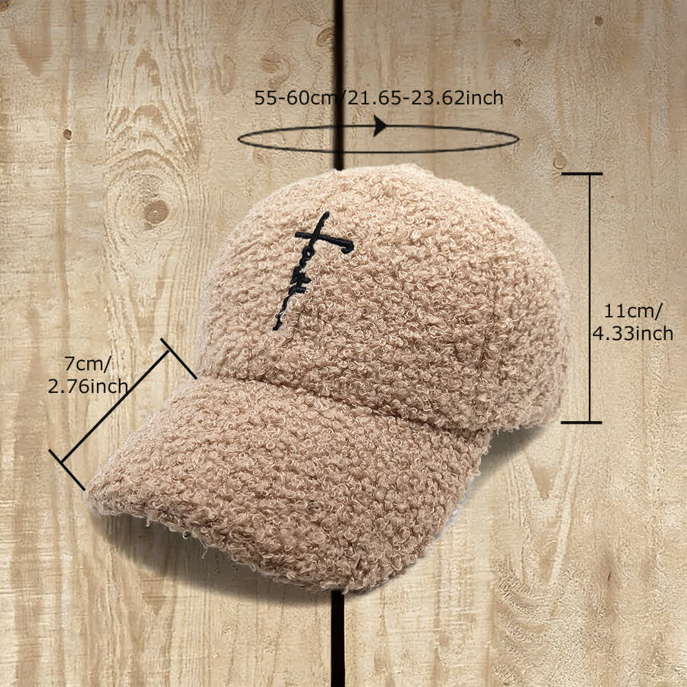 Christianartworkshop Faith Cross Embroidered Fuzzy Baseball Cap - image 5