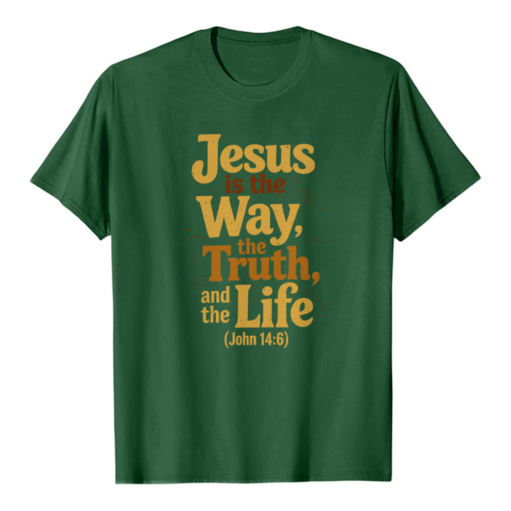 Christianartworkshop Jesus Is The Way The Truth The Life Premium T-Shirt - Dark Green - 2XL - image 4