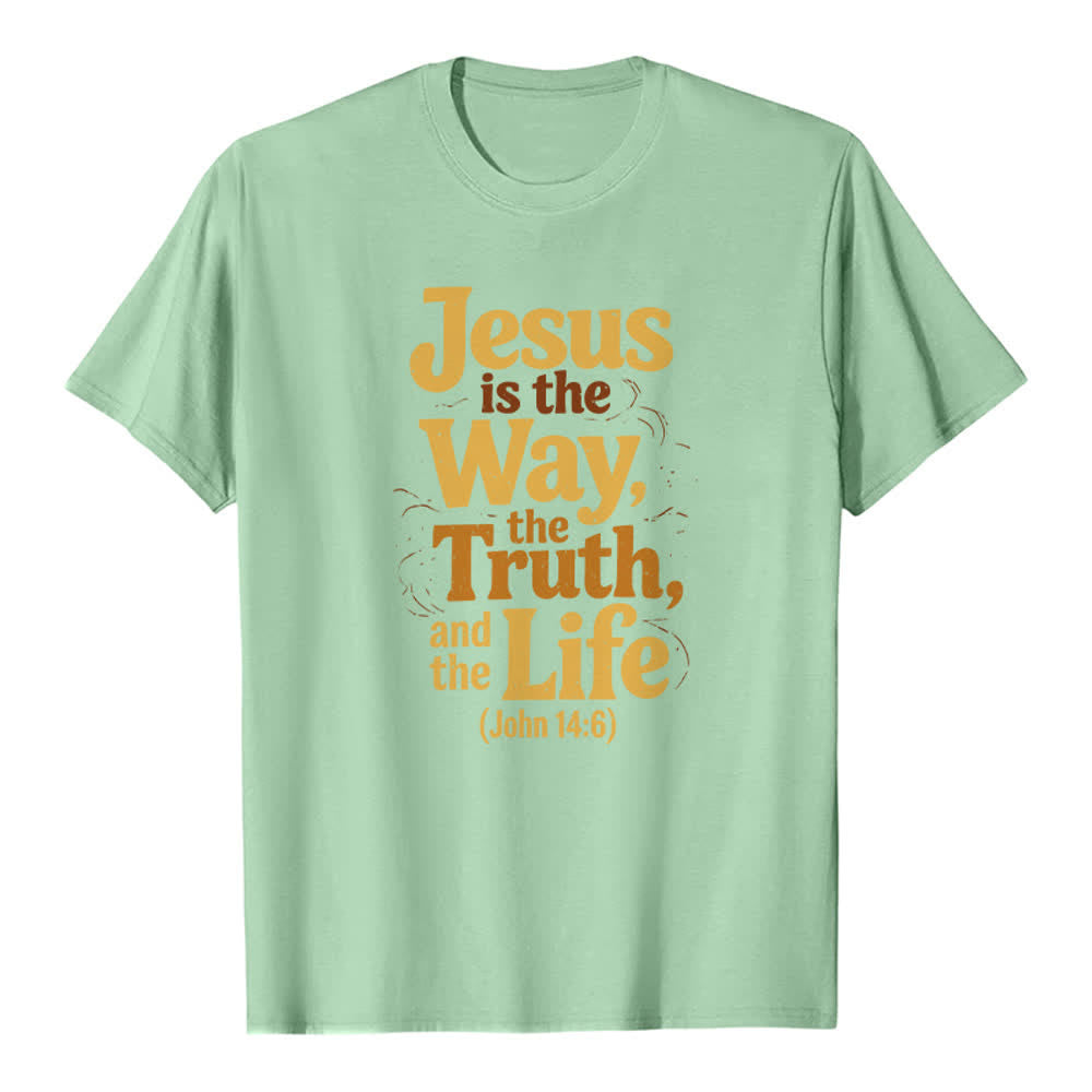 Christianartworkshop Jesus Is The Way The Truth The Life Premium T-Shirt - Light Green - 2XL - image 3