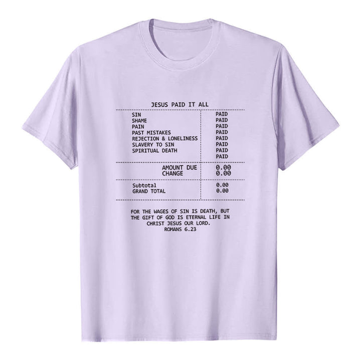 Christianartworkshop Jesus Paid It All Receipt Premium T-Shirt - Purple - 2XL - image 2