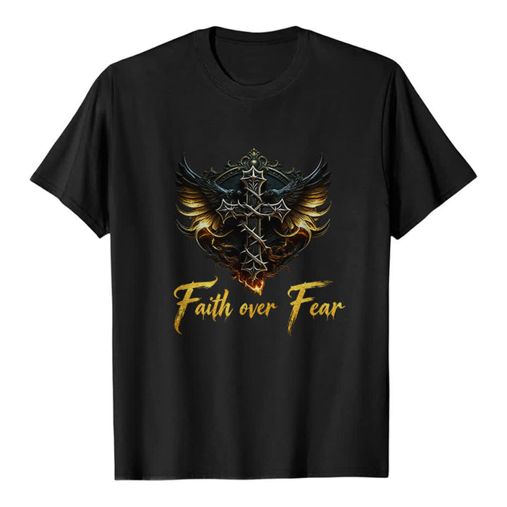 Christianartworkshop Wings Of Faith Faith Over Fear Premium T-Shirt - Black - 2XL - image 8
