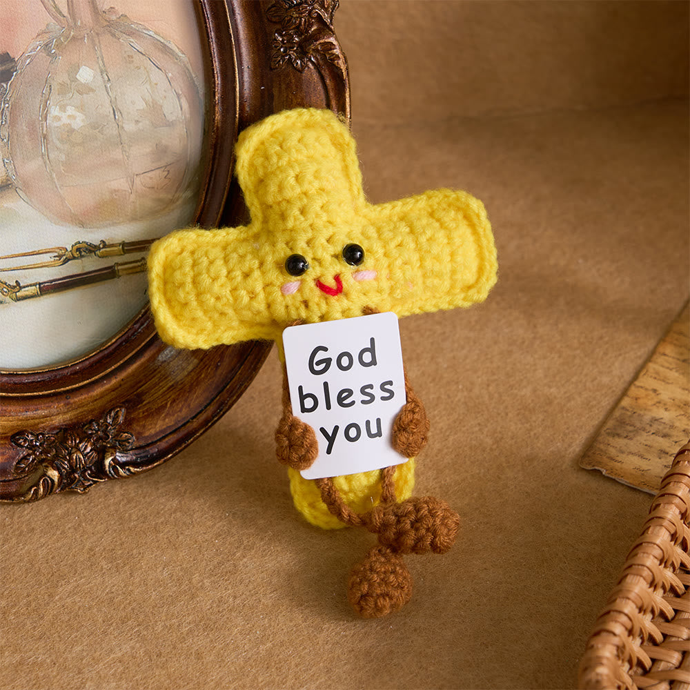 Christianartworkshop Crocheted Q-Version Jesus & Angel & Cross Set: Emblem of Divine Joy & Grace - image 3