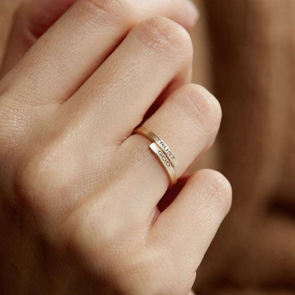 Christianartworkshop TRUST GOD Split-Band Ring: Steady Companion of Divine Trust - image 1