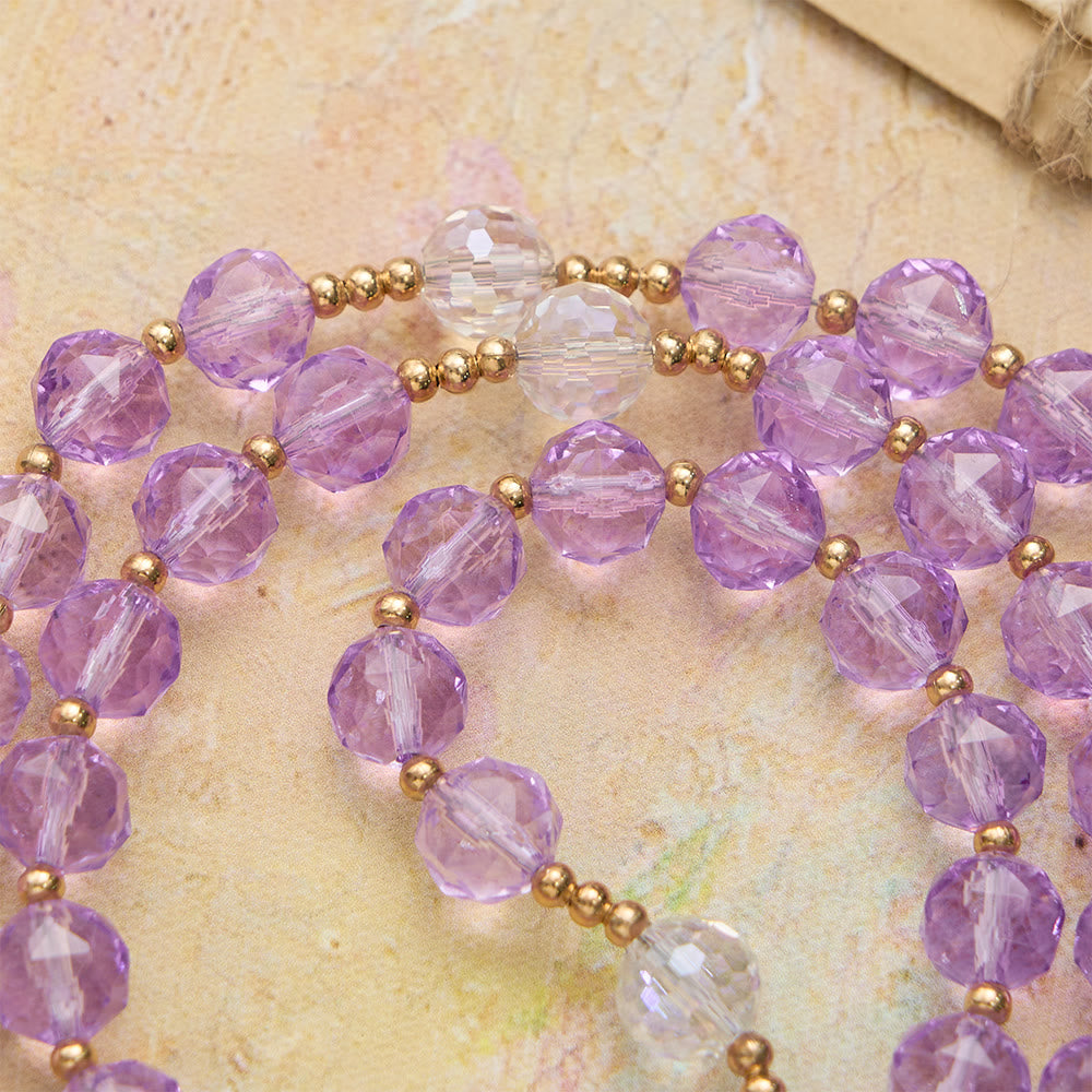 Christianartworkshop Faceted Purple Glass Rosary with Our Lady Medal: Emblem of Divine Light & Marian Grace - image 6