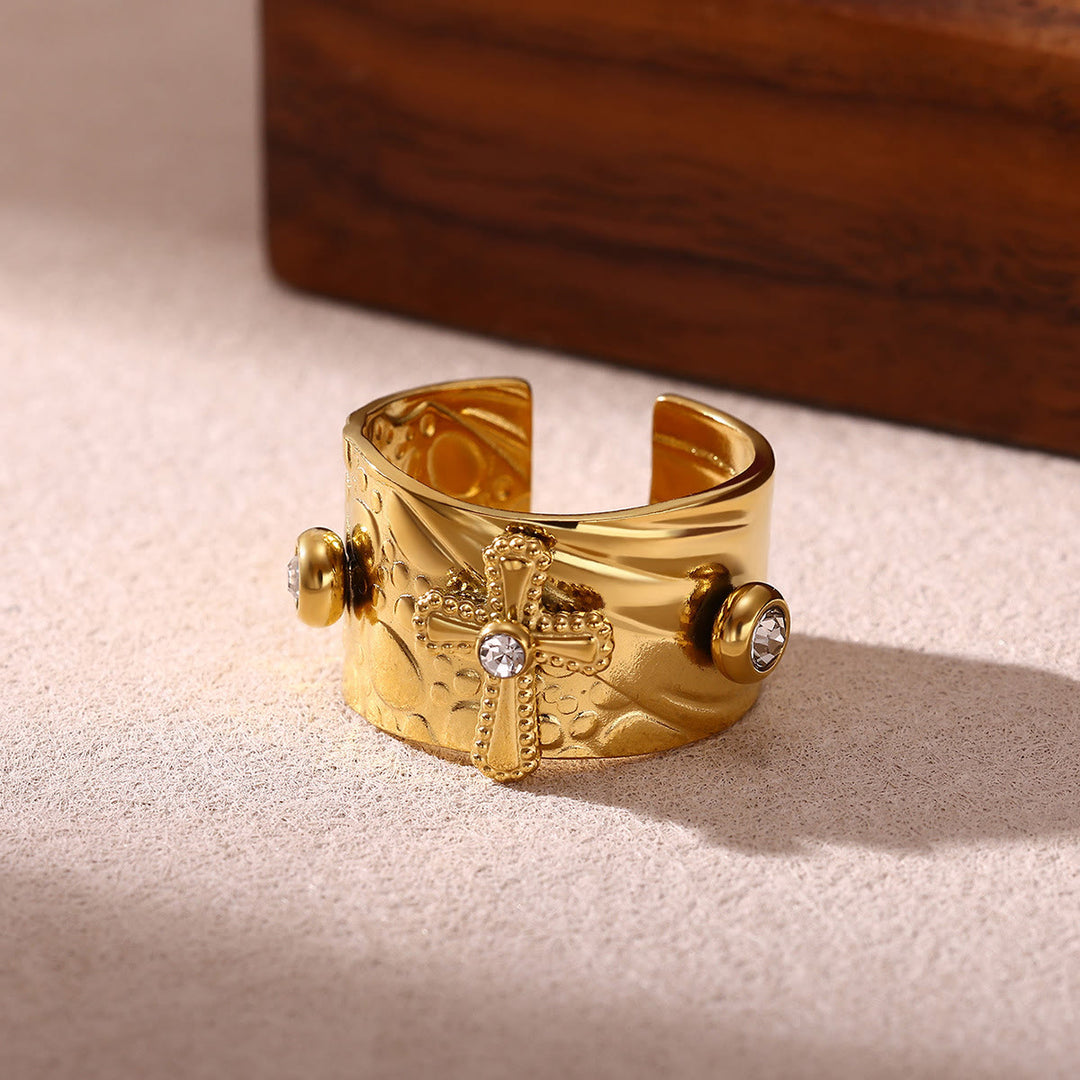 Christianartworkshop Redemption Cross CZ Embellished Wide Band Devotion Ring - Suitable for US sizes 6-9.5 - image 0